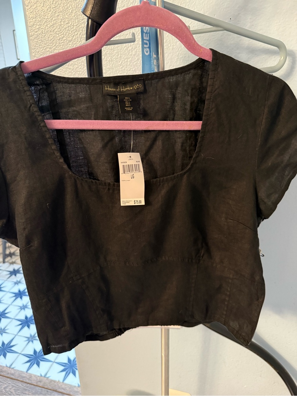 House of Harlow 1960 Black Scoop Neck Crop Top